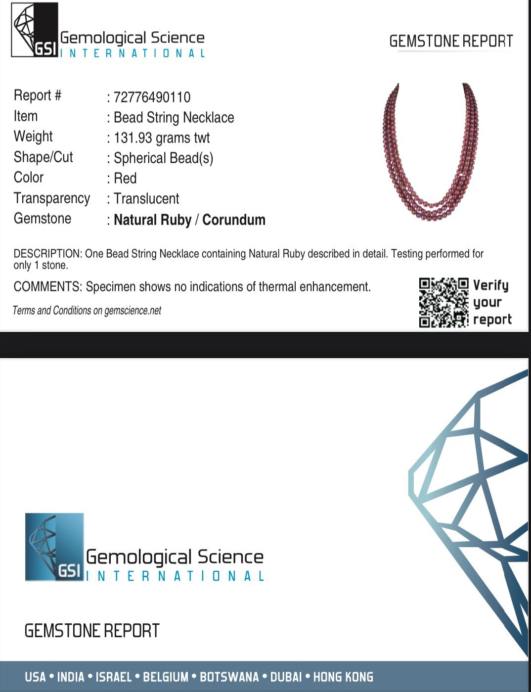 Certified Natural Red Ruby Necklace 638ct Round Beads Precious Gemstone 3l