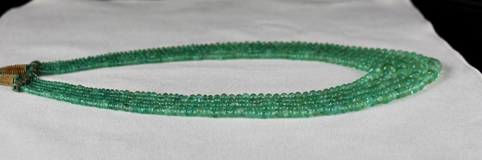 Certified Antique Colombian Emerald 315 Ct Beads Round Gemstone Necklace