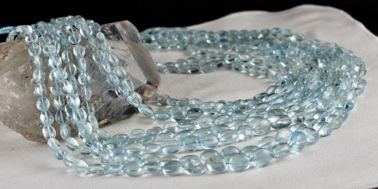 Certified Natural Aquamarine Beads Necklace 8l 965 Ct Blue Gemstone Important