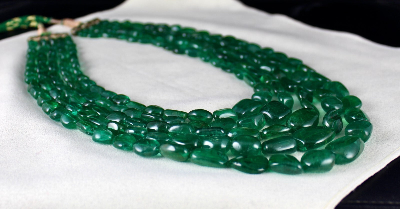 Certified Natural Zambian Emerald Beads Cabochon 1250ct Gemstone Necklace