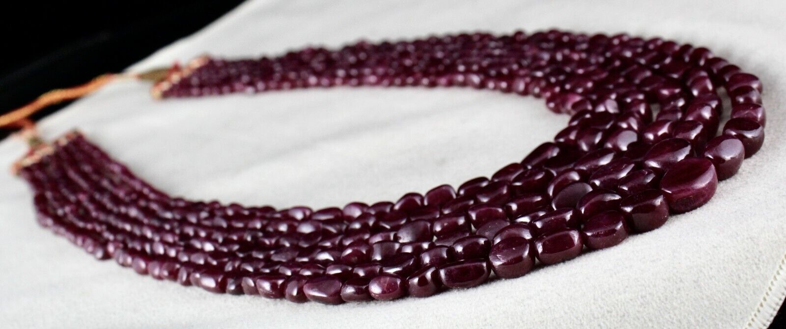 NATURAL UNTREATED RUBY TUMBLE LONG BEADS 6 LINE 782 CTS GEMSTONE LADIES NECKLACE