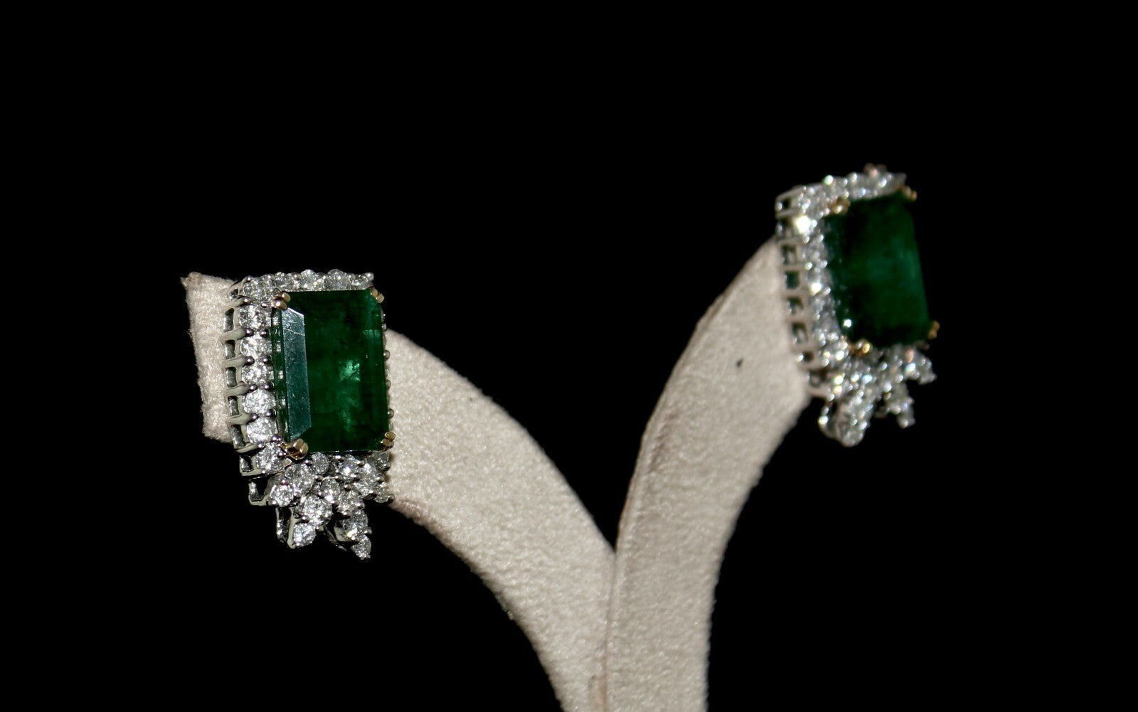 Certified Natural Zambian Emerald 64ct Natural Diamond 18k Gold Stud Earrings