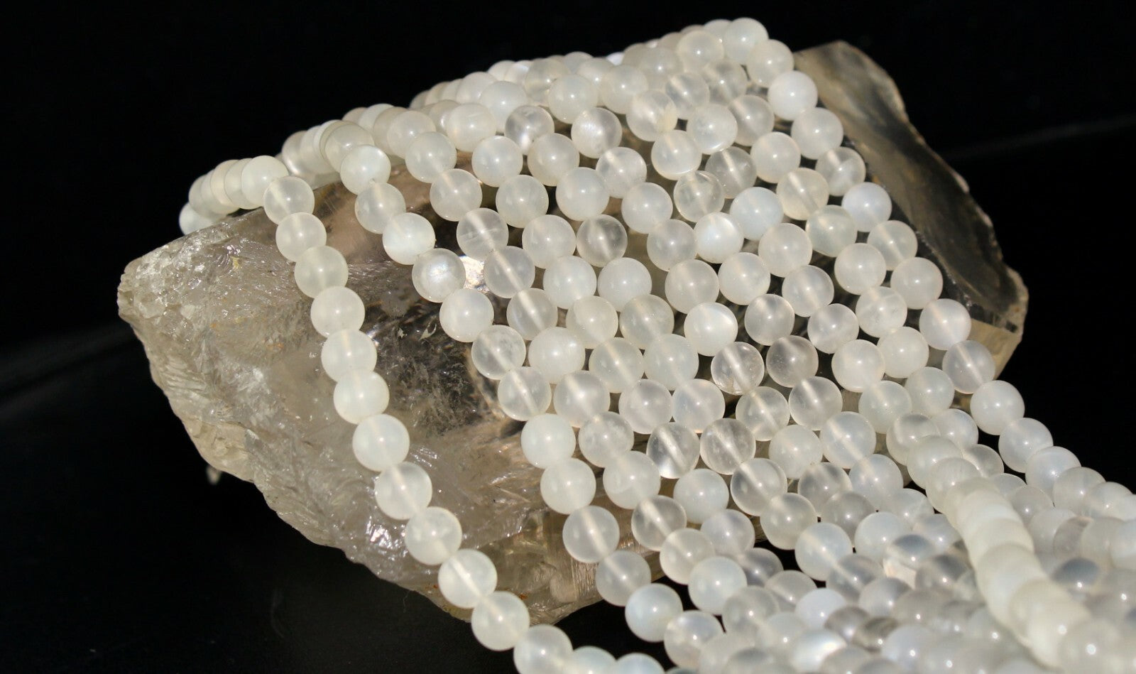 Natural White Moonstone Necklace 802ct Round Gemstone Sterling Silver Clasp