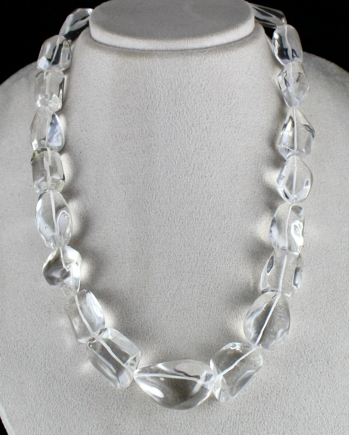 Natural Rock Crystal Quartz 1005 Ct Beads Cabochon Gemstone Necklace