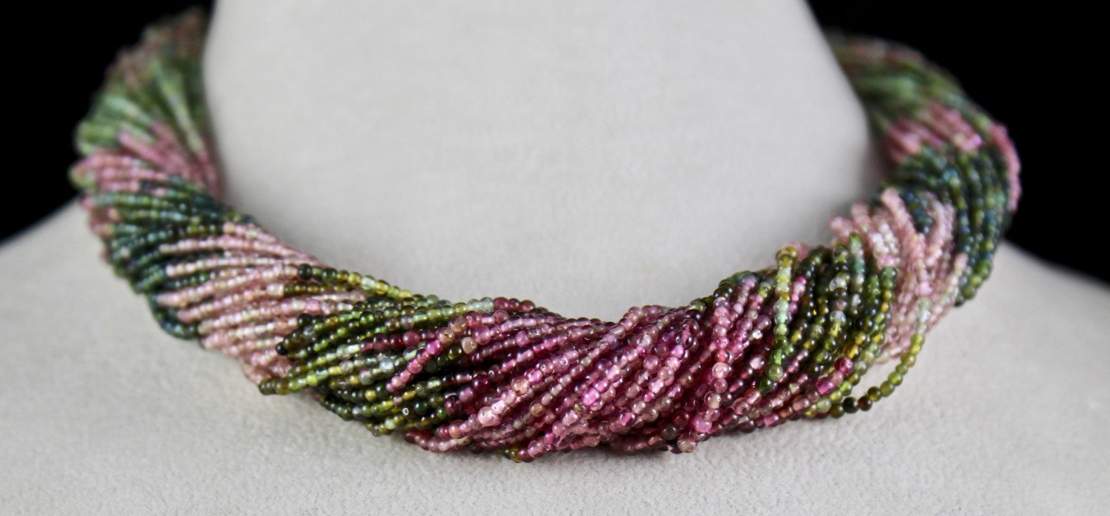 Certified Multi Color Natural Tourmaline 580ct Bunch Sterling Silver Necklace