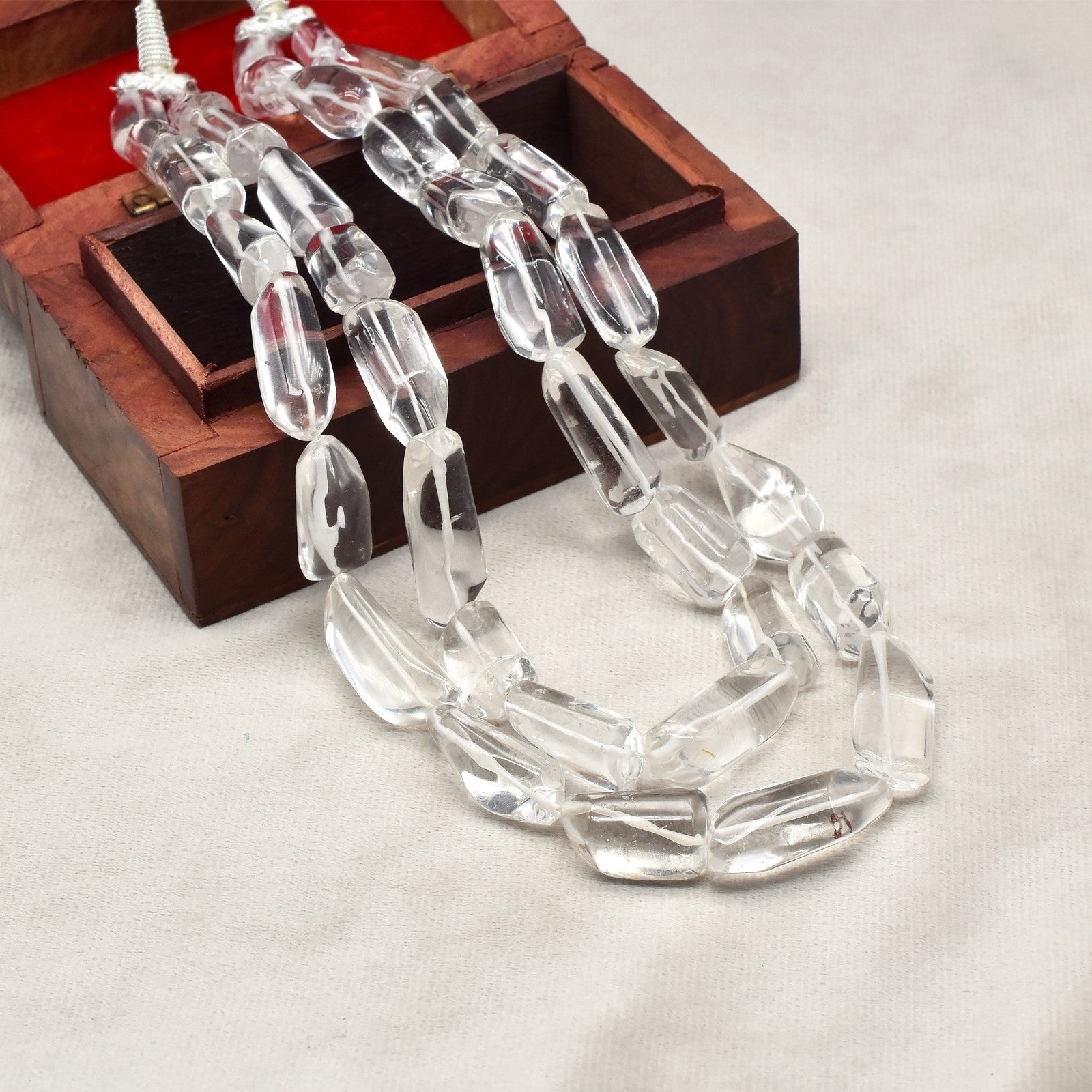 Natural Rock Crystal Quartz 1171 Ct Cabochon Beads Fashion Necklace