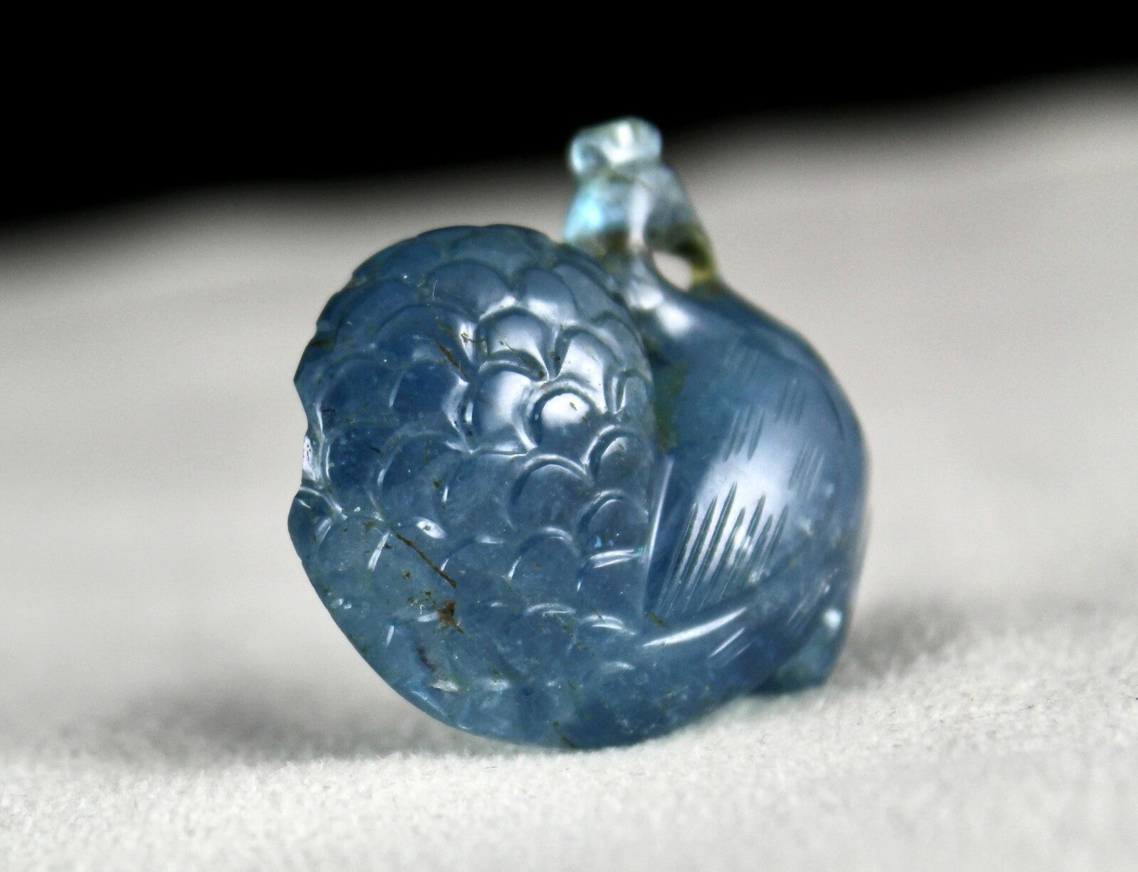 Certified Antique Blue Aquamarine 74.66 Ct Carved Peacock Rare Gem Pendant