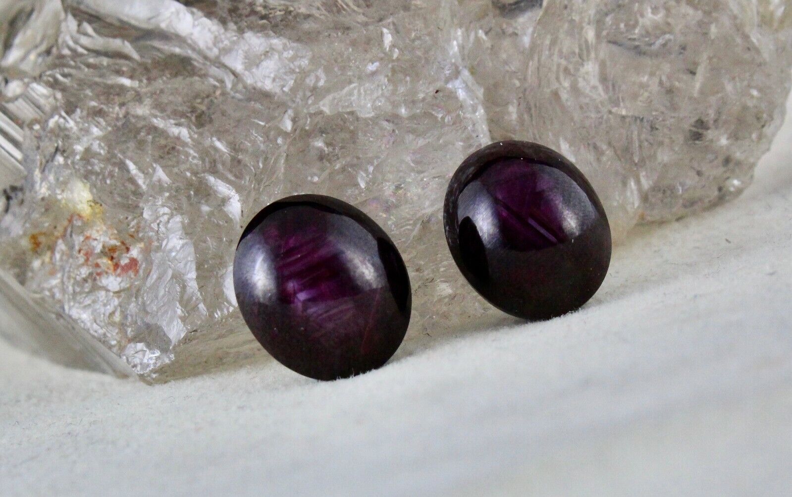 NATURAL 6 LINE STAR RUBY OVAL CABOCHON PAIR 29.29 CTS GEMSTONE FOR RING PENDANT