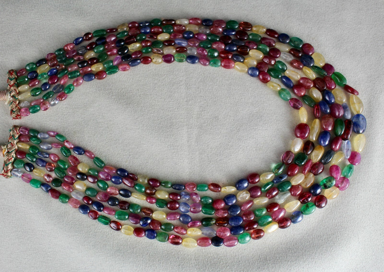 Certified 853 Ct Natural Emerald Ruby Sapphire Hessonite Spinel Necklace