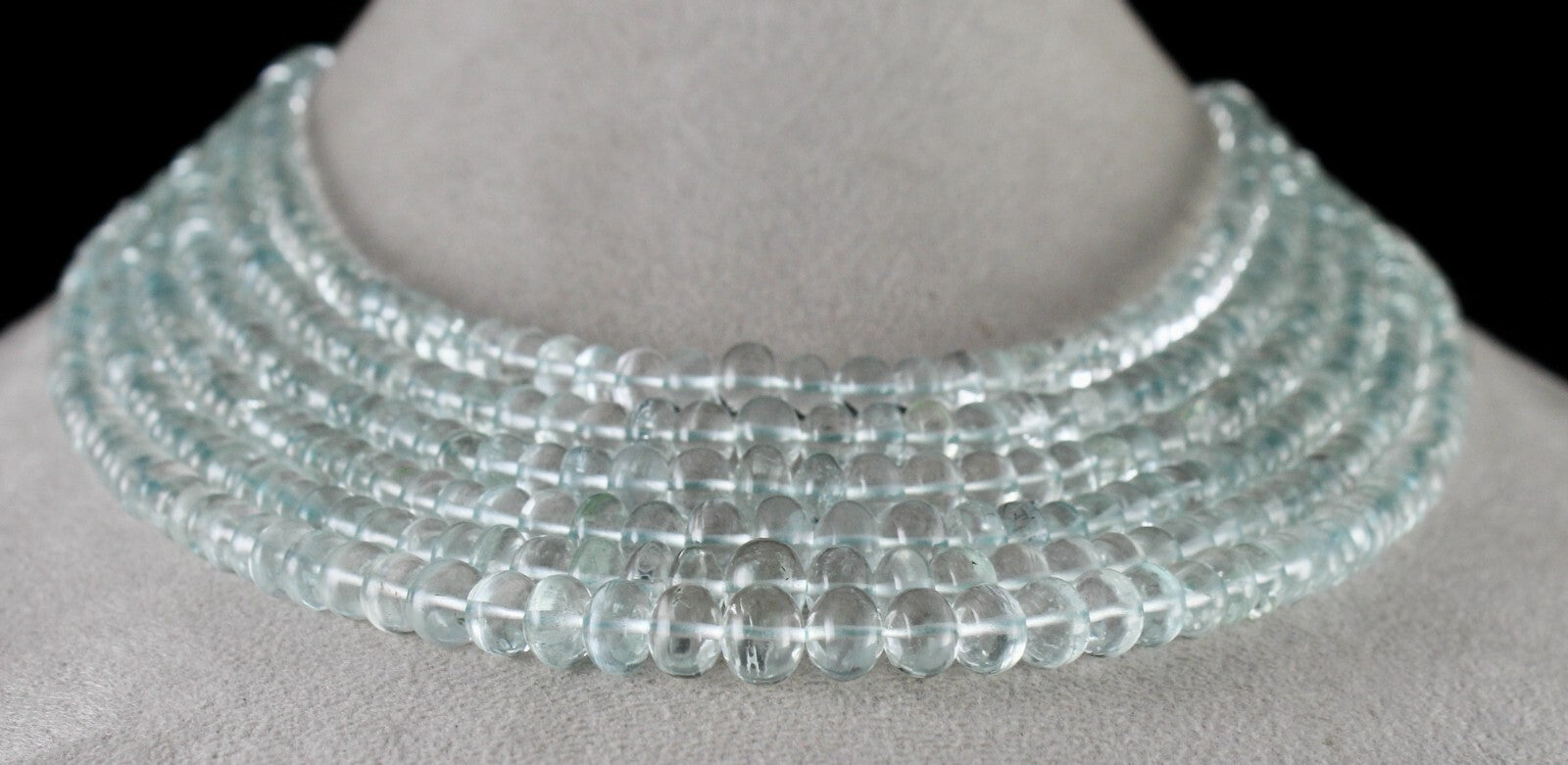 Certified Natural Blue Aquamarine 833 Ct Beads Round Finest Necklace For Women