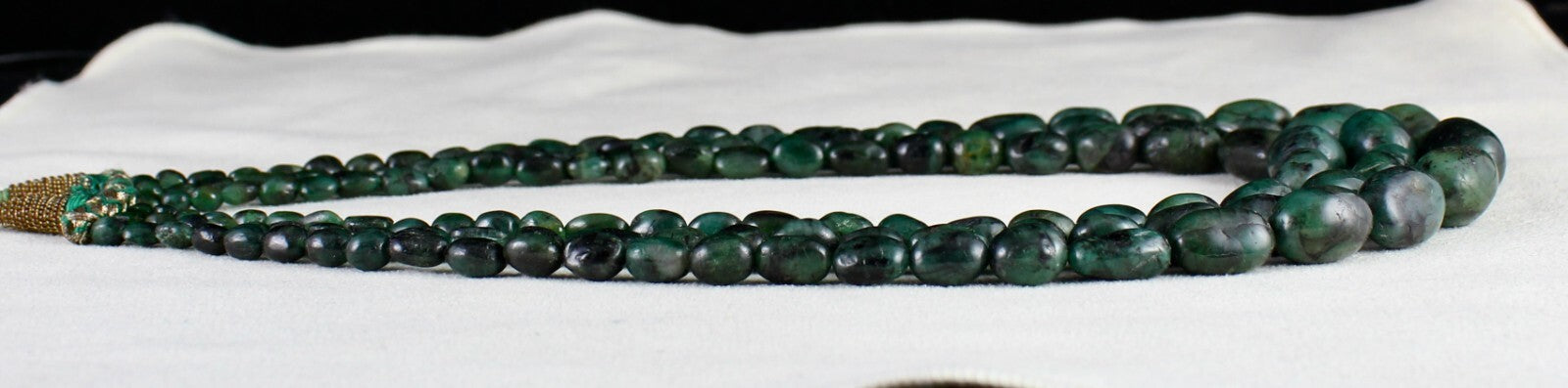 Certified Antique Vintage Natural Emerald Beads Necklace 3 L 475 Ct Cabochon