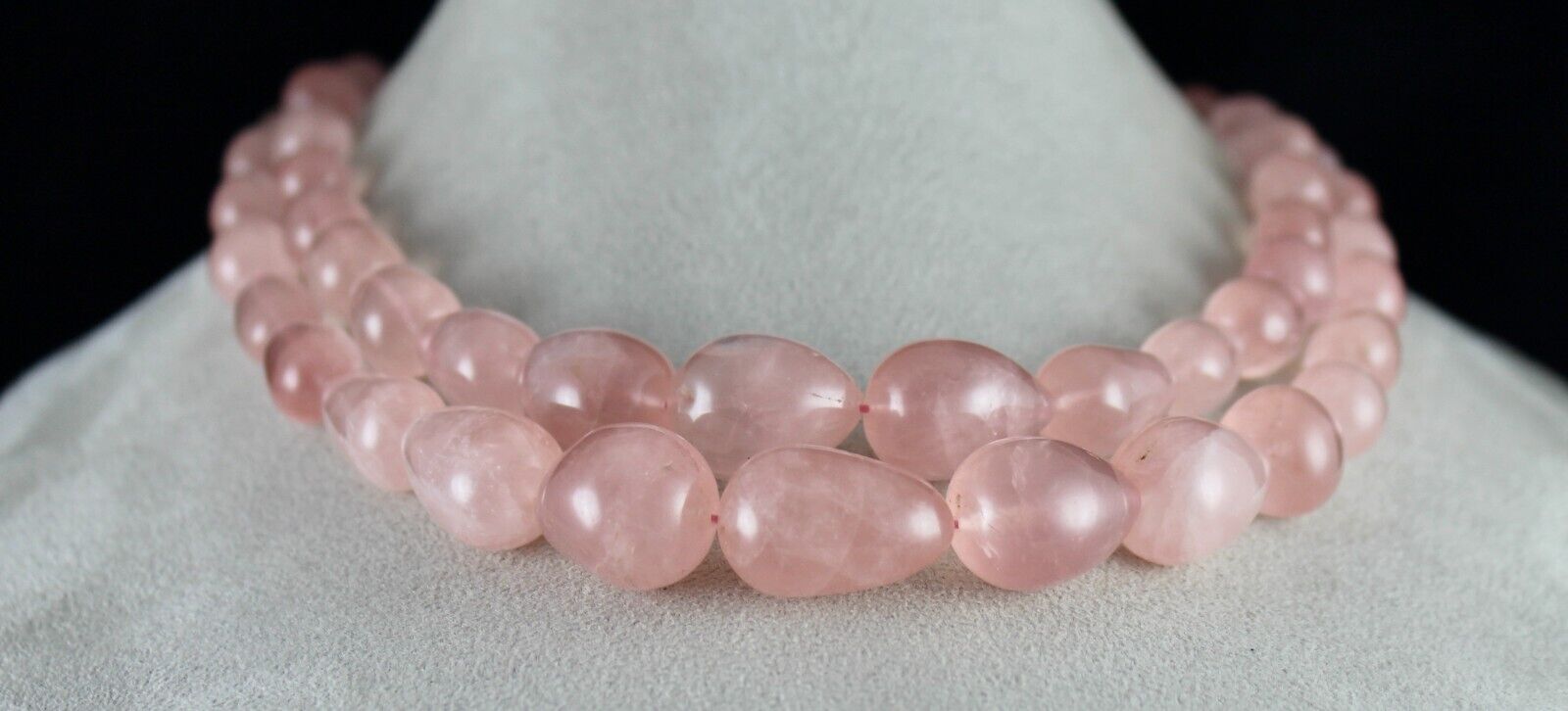 NATURAL ROSE QUARTZ BEADS DROPS CABOCHON 2 L 1002 CTS GEMSTONE FASHION NECKLACE