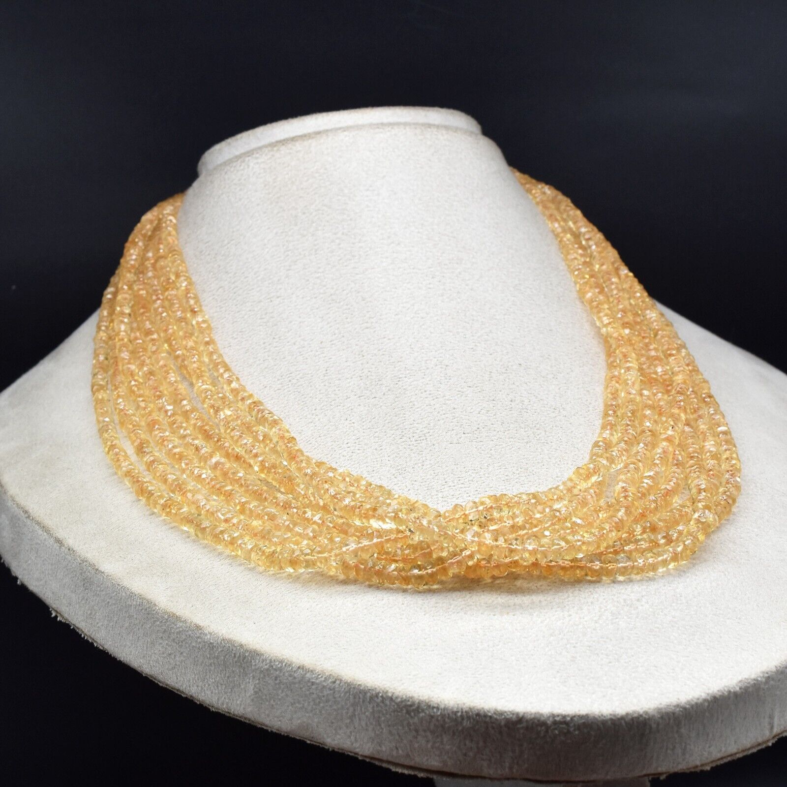 Natural Citrine Beads Faceted Round 8 L 694 Ct Gemstone String Fashion Necklace