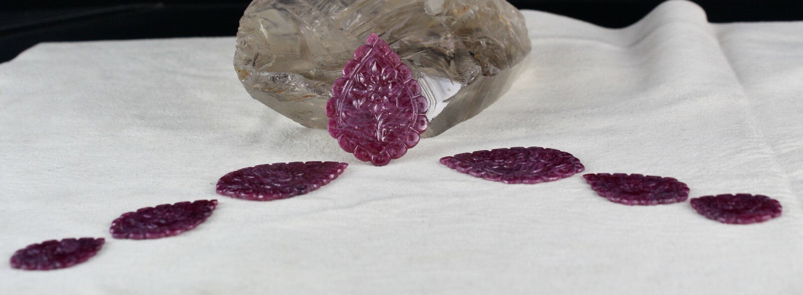 Certified Natural Ruby Set Carved Pear 7 Pcs 109 Ct Untreated Gemstone Design