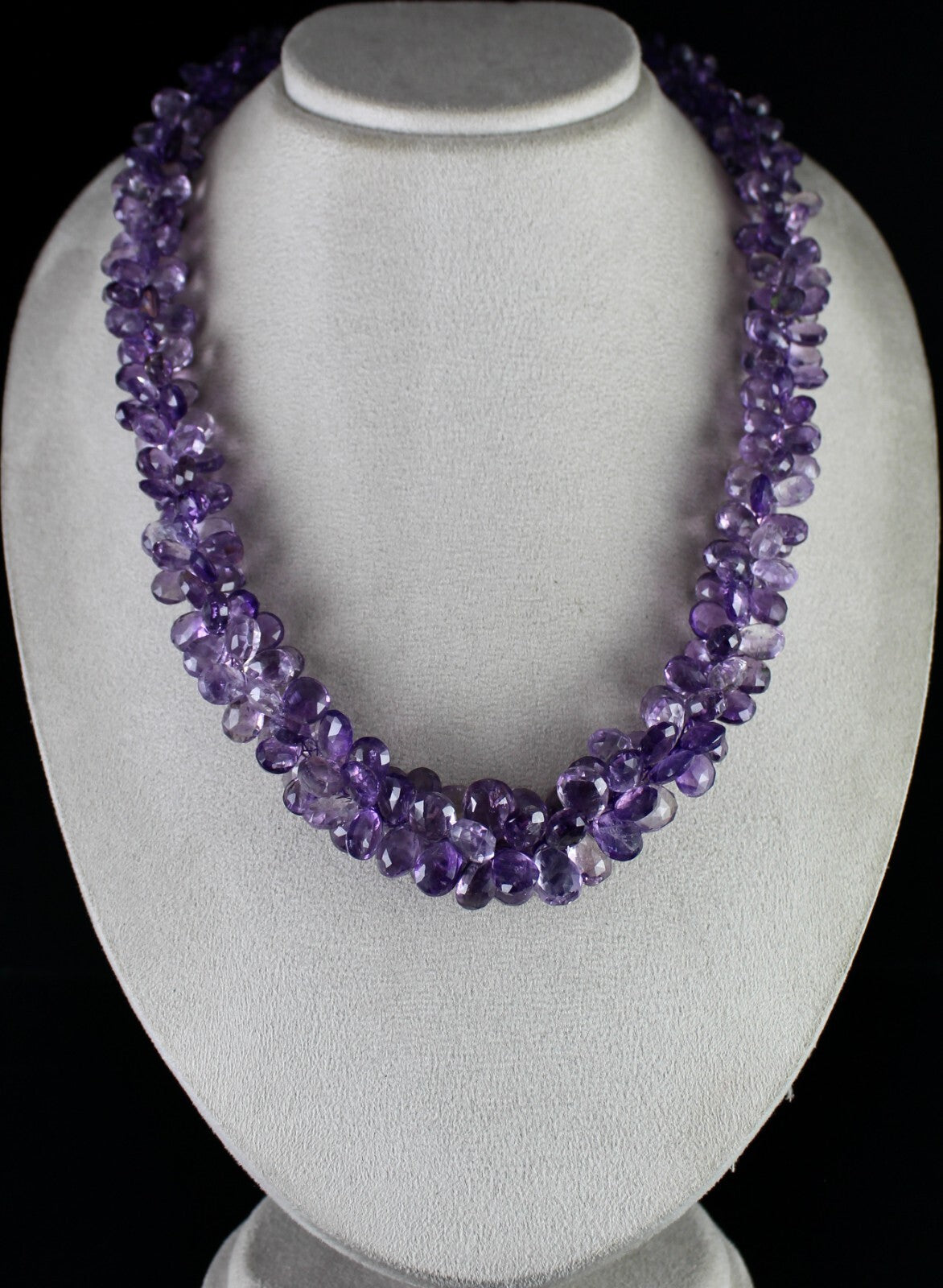 Certified Top Amethyst Beaded Drops 1079 Carats Sterling Silver String Bunch