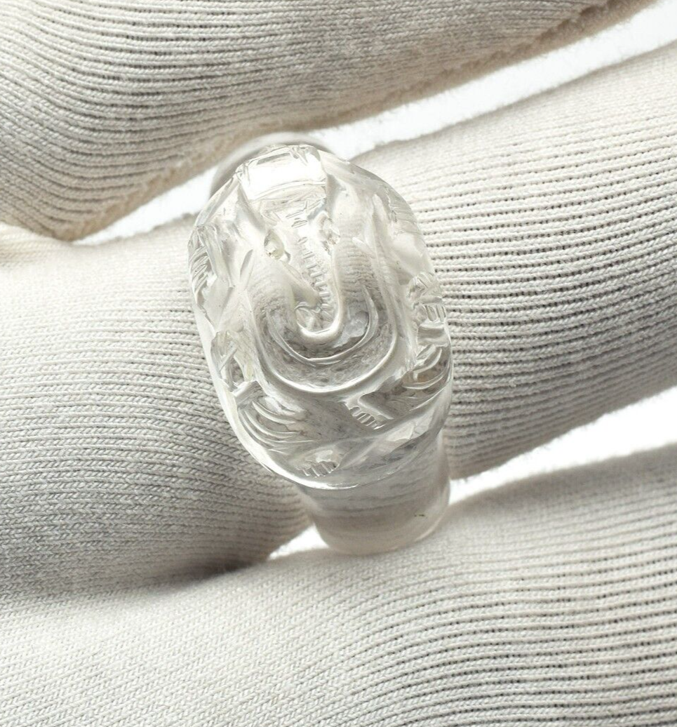 Ganesha Carved Natural Rock Crystal Quartz 41 Ct Ring Gemstone For Men Women