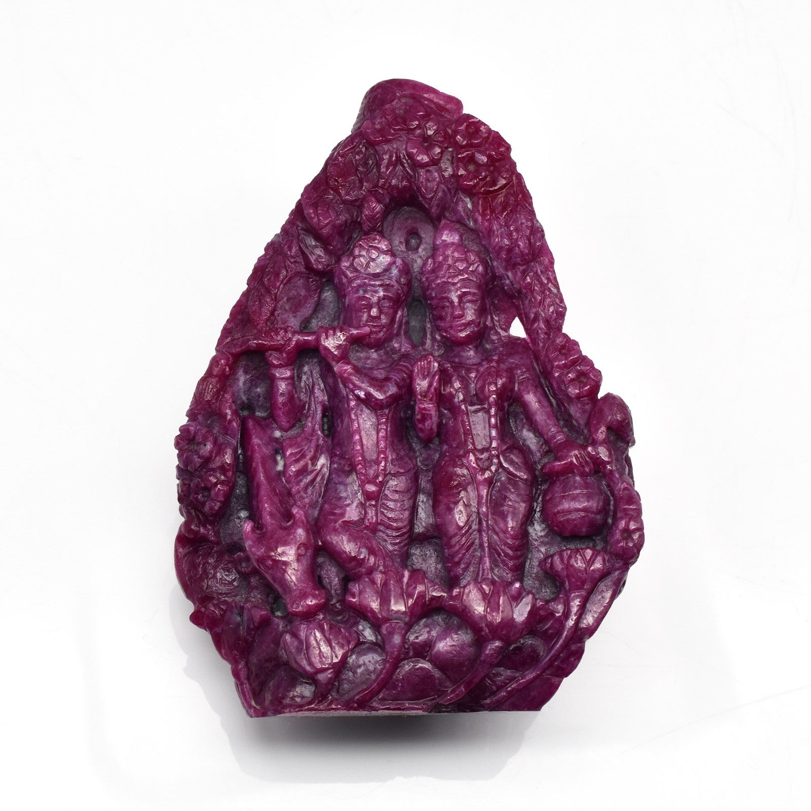 Certified Natural Ruby 1925ct Red Gemstone Lord Radha Krishna Statue Decor