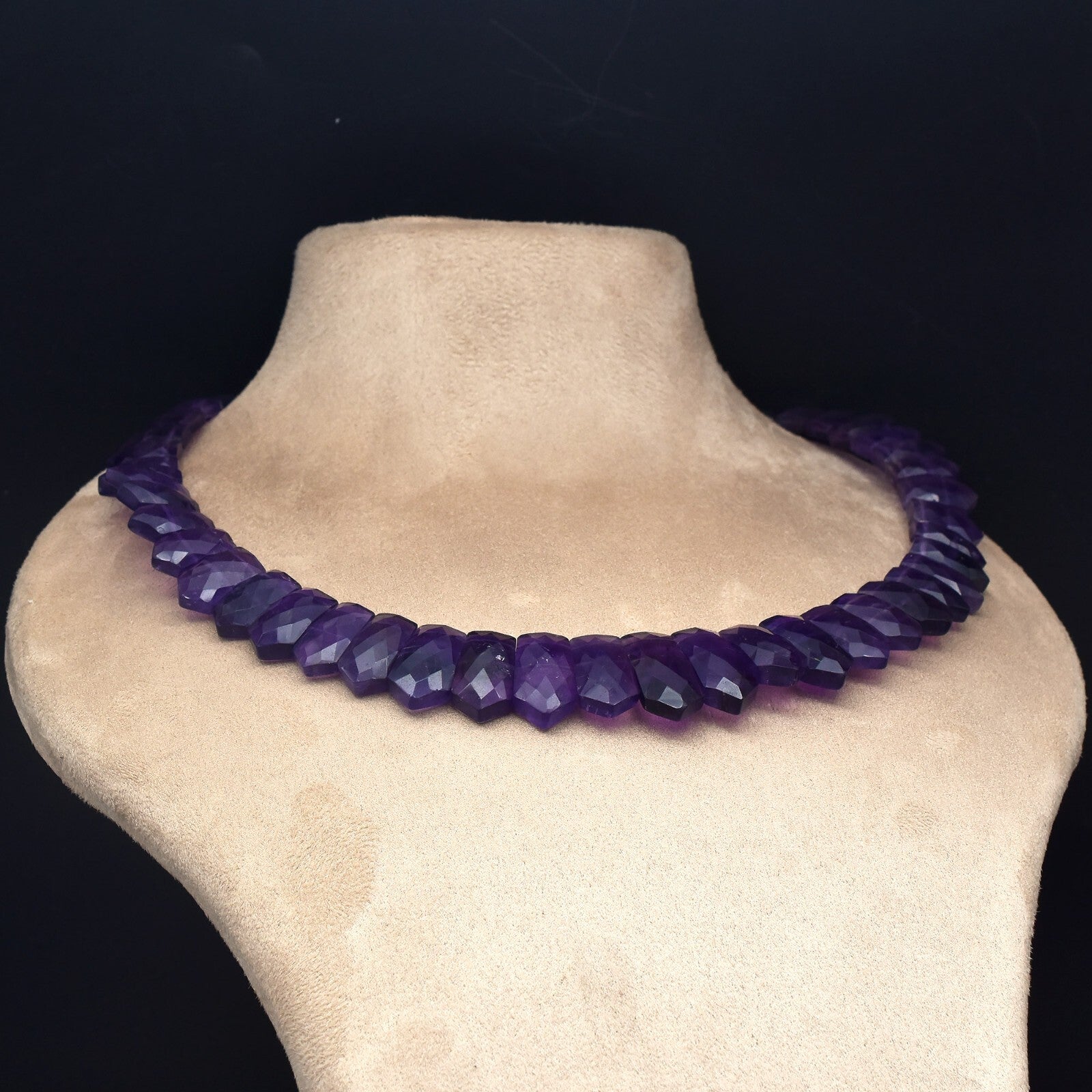 Certified Natural Amethyst 478 Ct Flat Cut Sterling Silver Necklace