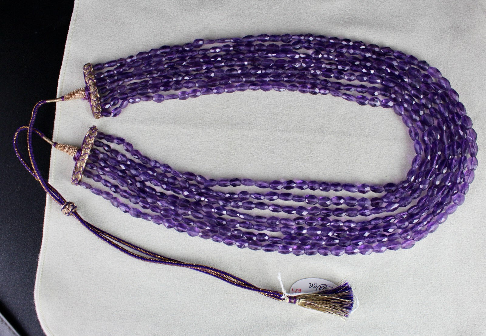Natural Amethyst Faceted Beads Necklace 817 Ct Long 7" Purple Gemstone