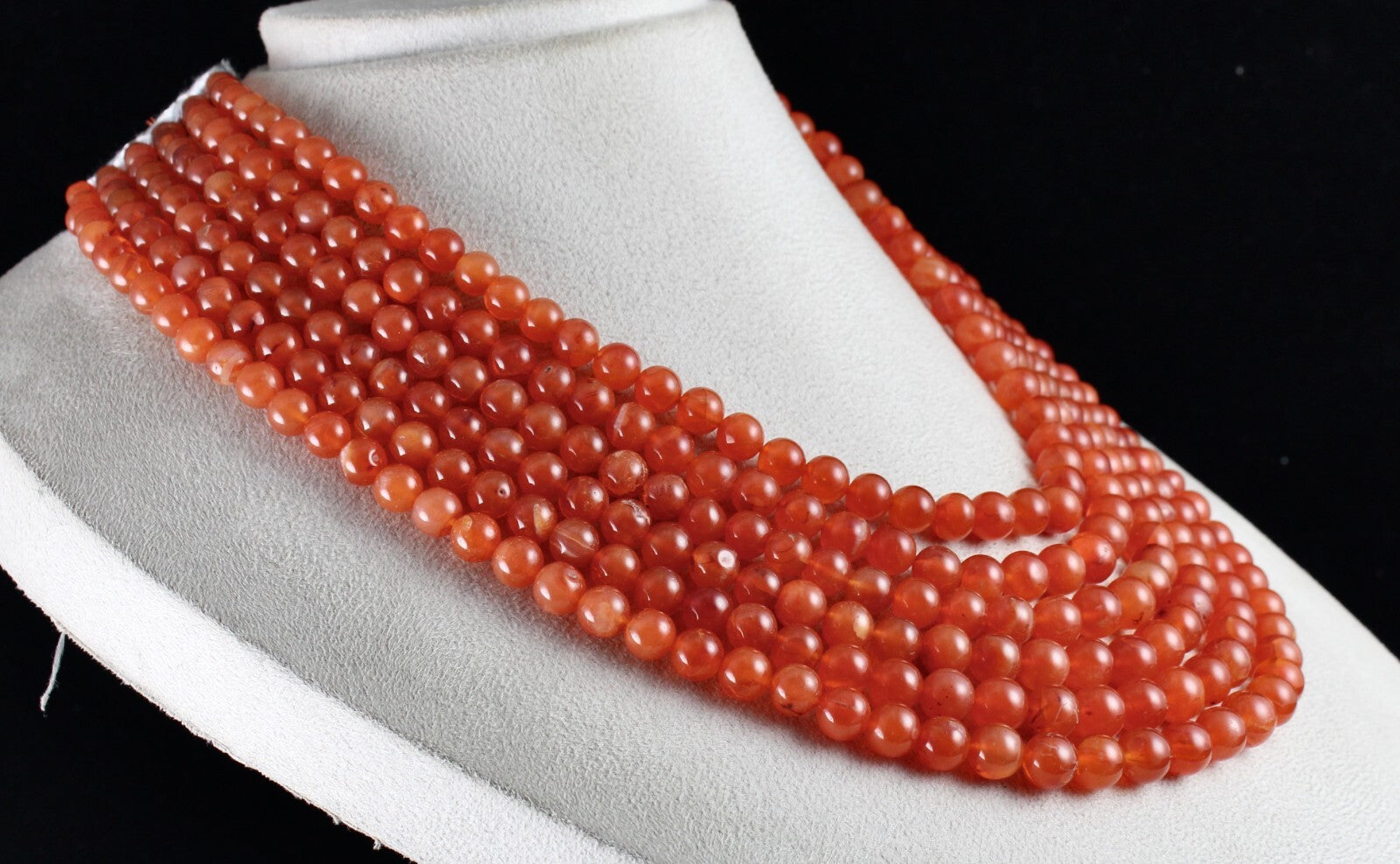 6mm Natural Orange Carnelian Beads Necklace, Fashion Gemstone, L 1306 Ct