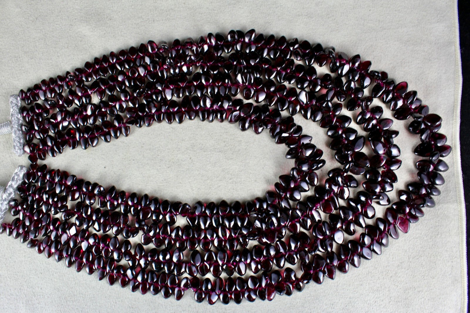 Fine Necklace 1451 Ct Natural Pink Garnet Beads Fancy Leaves 4 Line Gemstone
