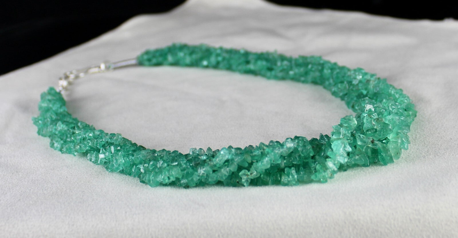 Certified Natural Colombian Emerald Beads 482 Ct Sterling Silver Necklace