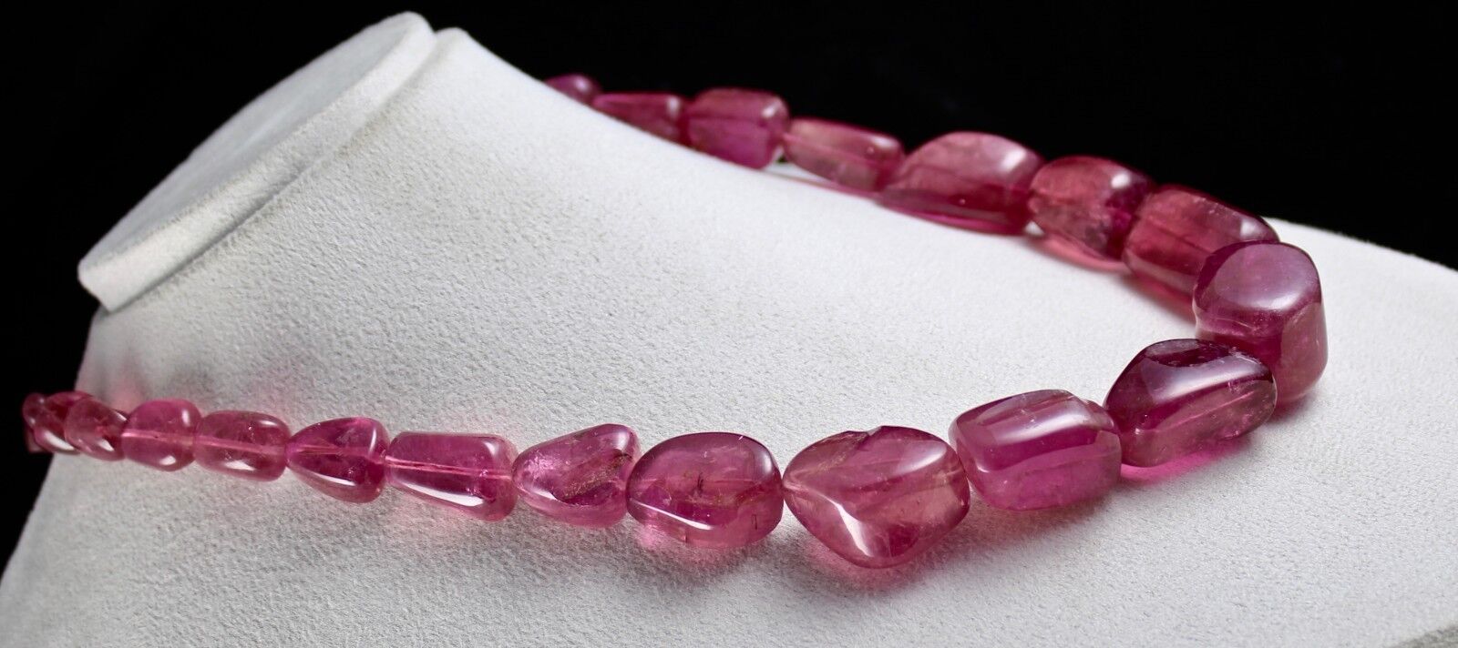 Natural Pink Tourmaline Rubellite Tumble 34mm Big 1403 Ct Stone Beaded Necklace