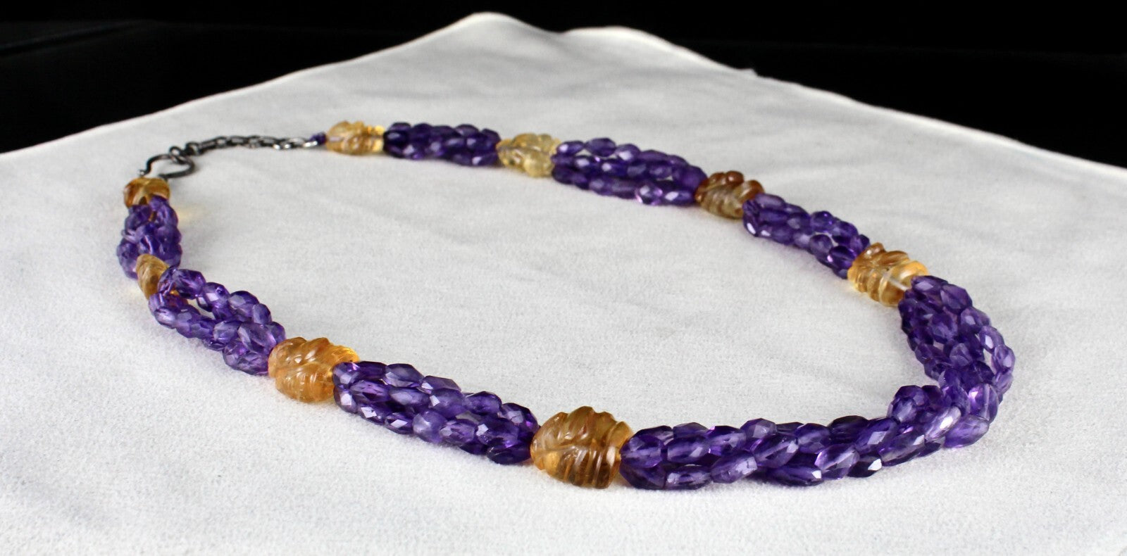 Natural Amethyst 331ct Faceted Citrine Ganesha Carved Beaded Necklace