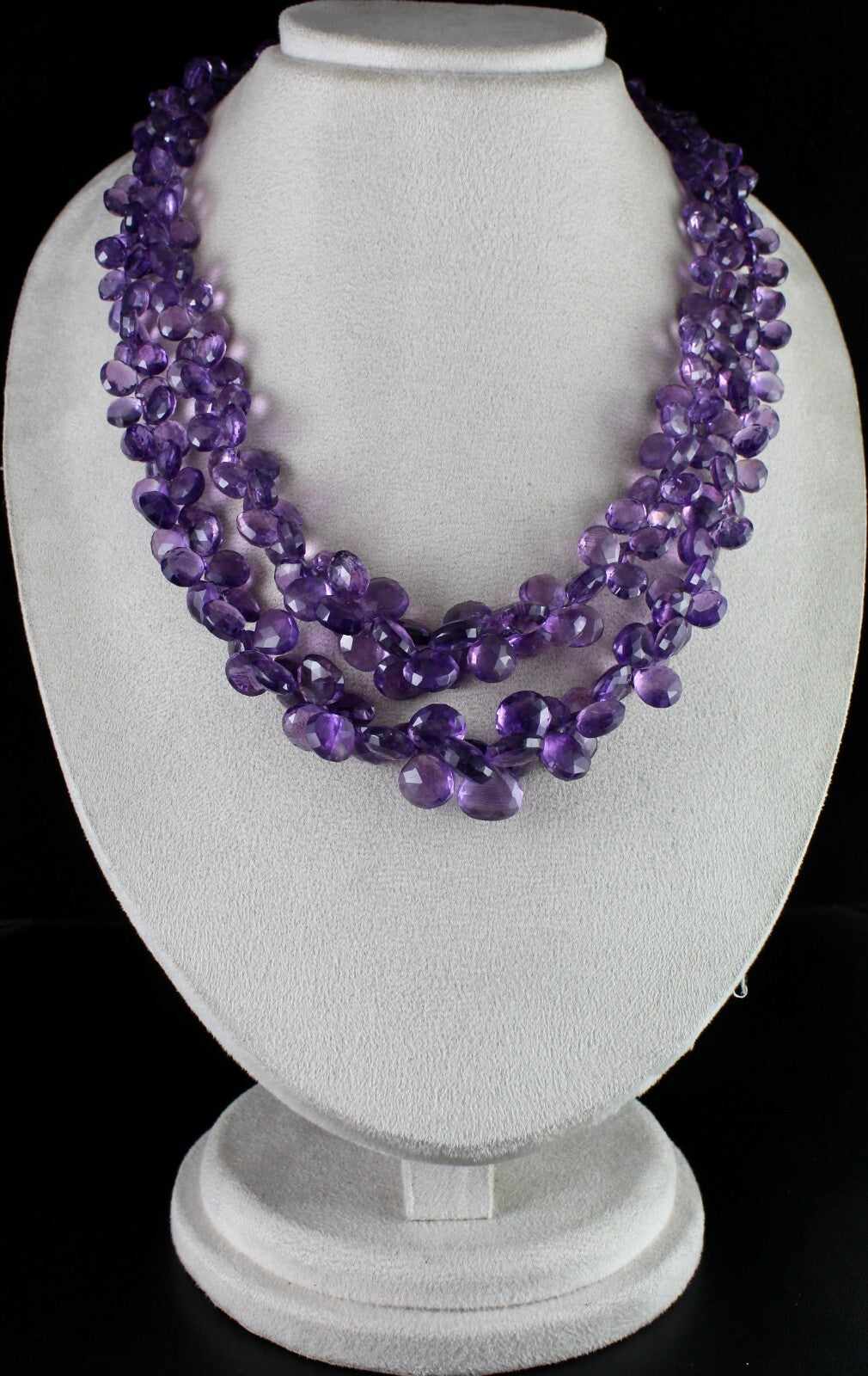 Certified Natural Purple Amethyst 1157 Ct Teardrop Beads 2 L Necklace For Women