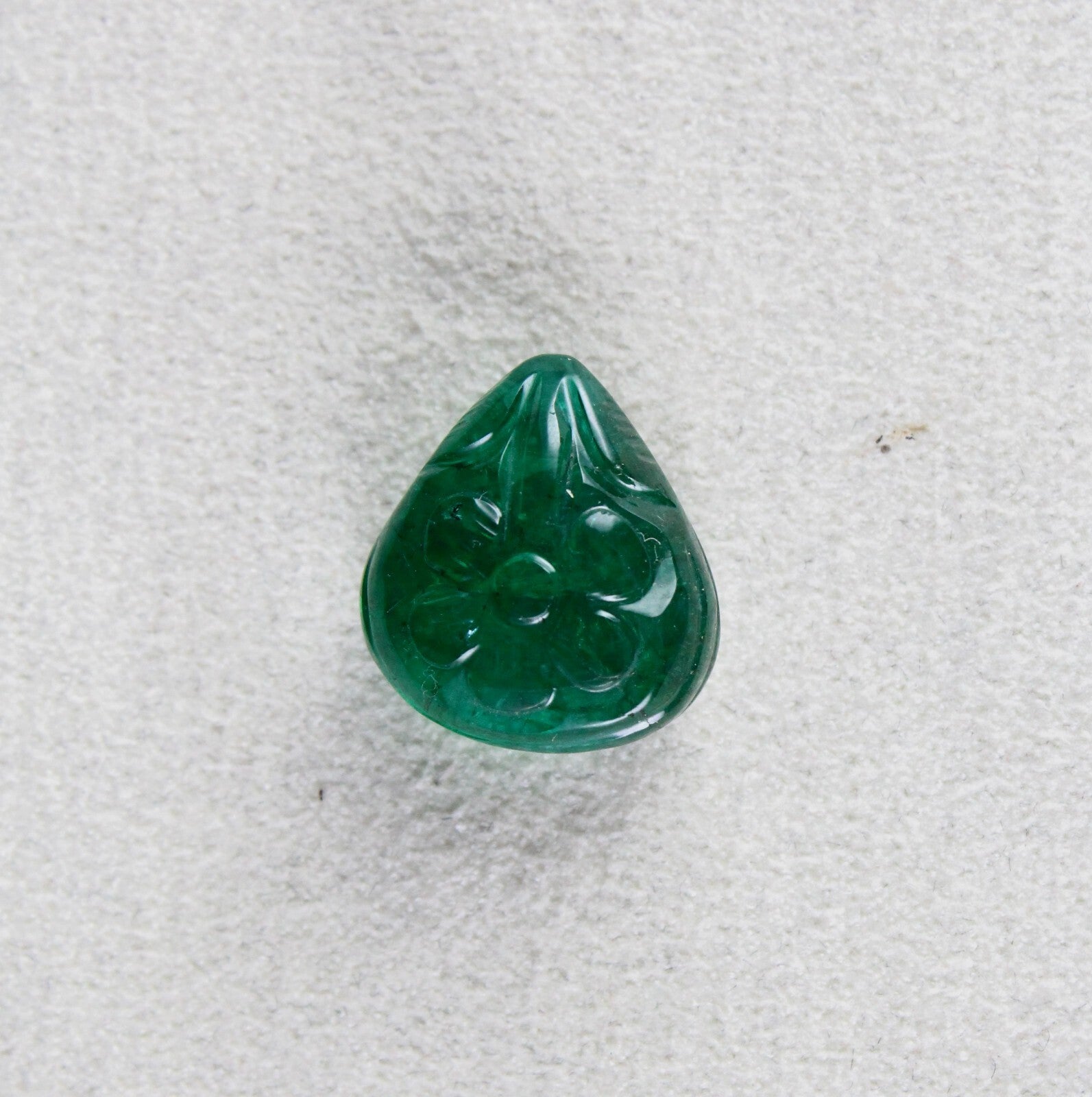 Certified Natural Zambia Emerald 11.07 Ct Carved Pear Gemstone For Ring Pendant