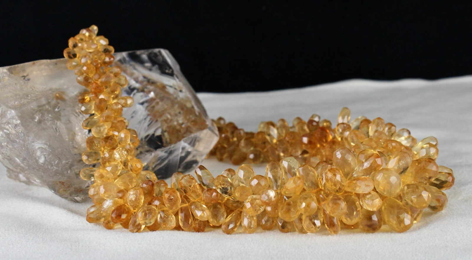 Certified Natural Citrine 827 Ct Faceted Tear Drops Gemstone Necklace Bridal