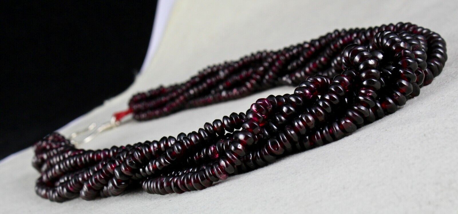 NATURAL GARNET BEADS BUTTON 8 LINE 1288 CARATS SEMI PRECIOUS GEMSTONE NECKLACE