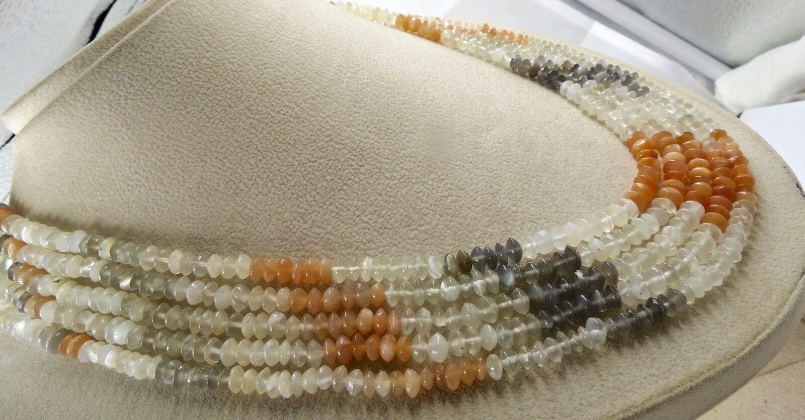 Natural Multi Moonstone Beads Round 5L 460 Ct Beaded Gemstone Fashion Necklace