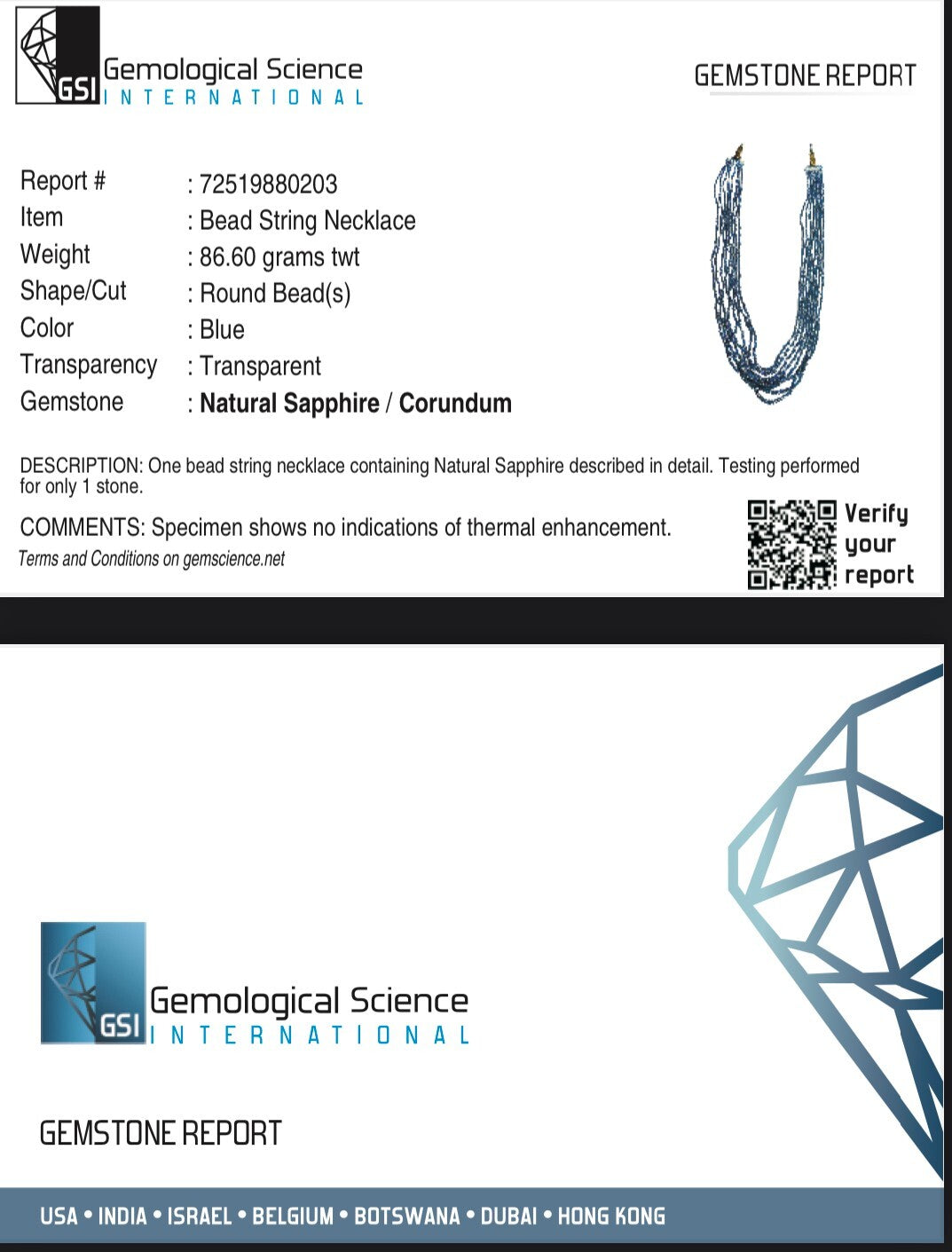 Certified Natural Blue Sapphire 405 Ct Beads Round Vintage Necklace