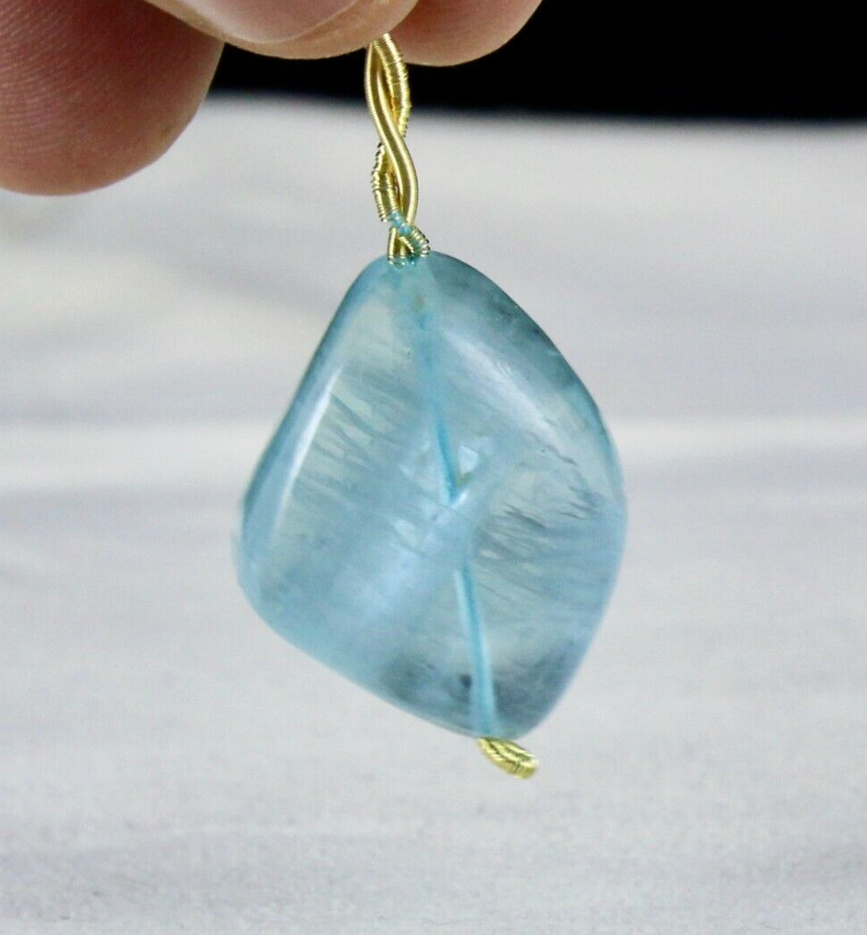 Natural Blue Aquamarine 40.45 Ct Drilled Nugget Gemstone Bead Pendant