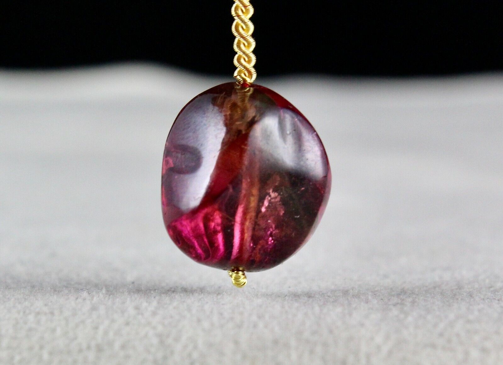 Natural Pink Tourmaline Bead Hanging Pendant 24.62 Cts Nugget Drilled Gemstone