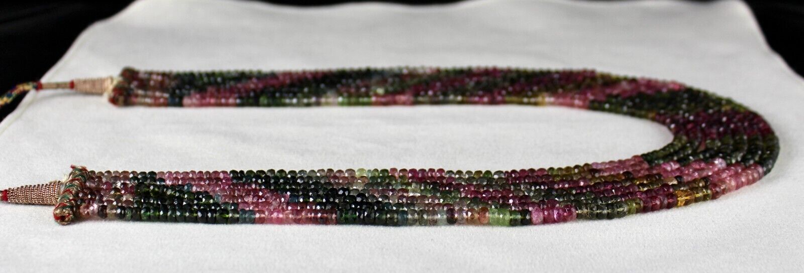 Natural Multi Tourmaline Beads Faceted Round 7L 670 Ct Gemstone Fashion Necklace
