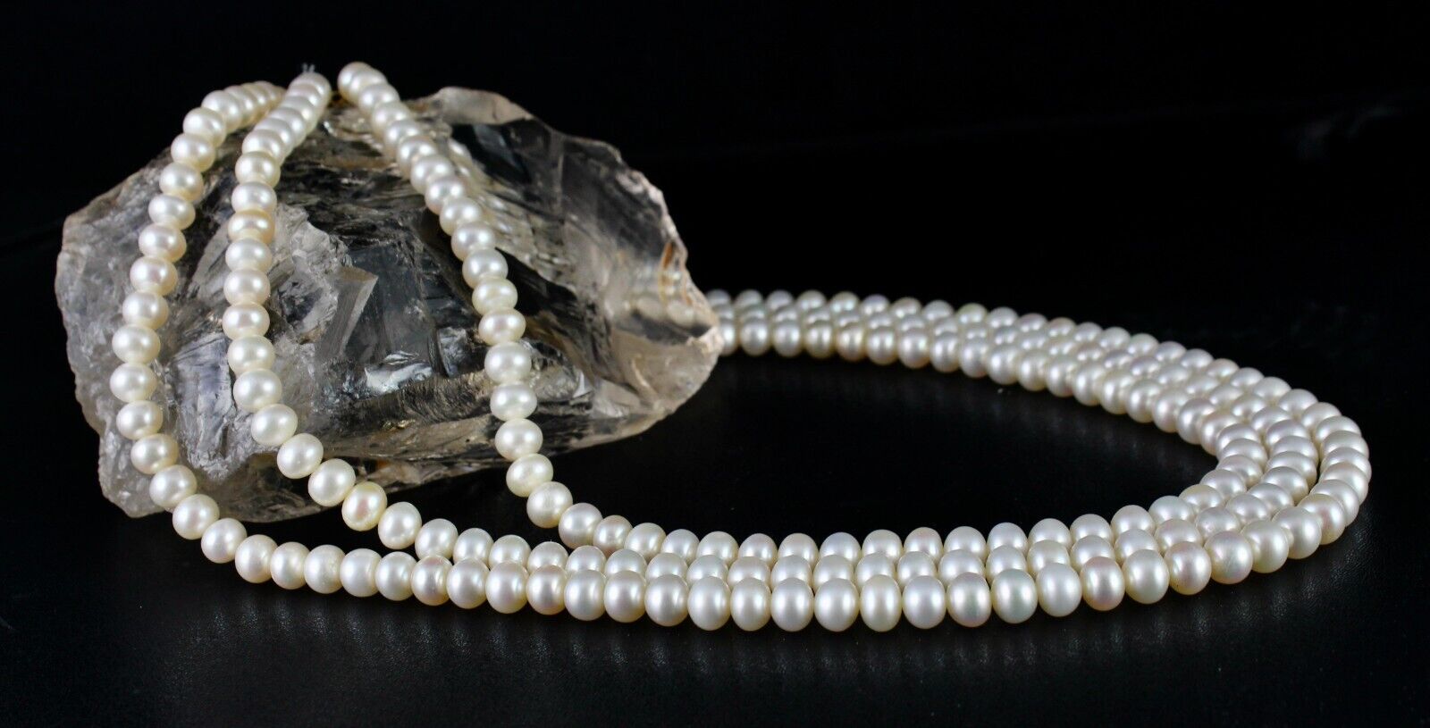 GENUINE FRESH WATER PEARL BEADS ROUND 3 L 582 CARATS GEMSTONE FASHION NECKLACE
