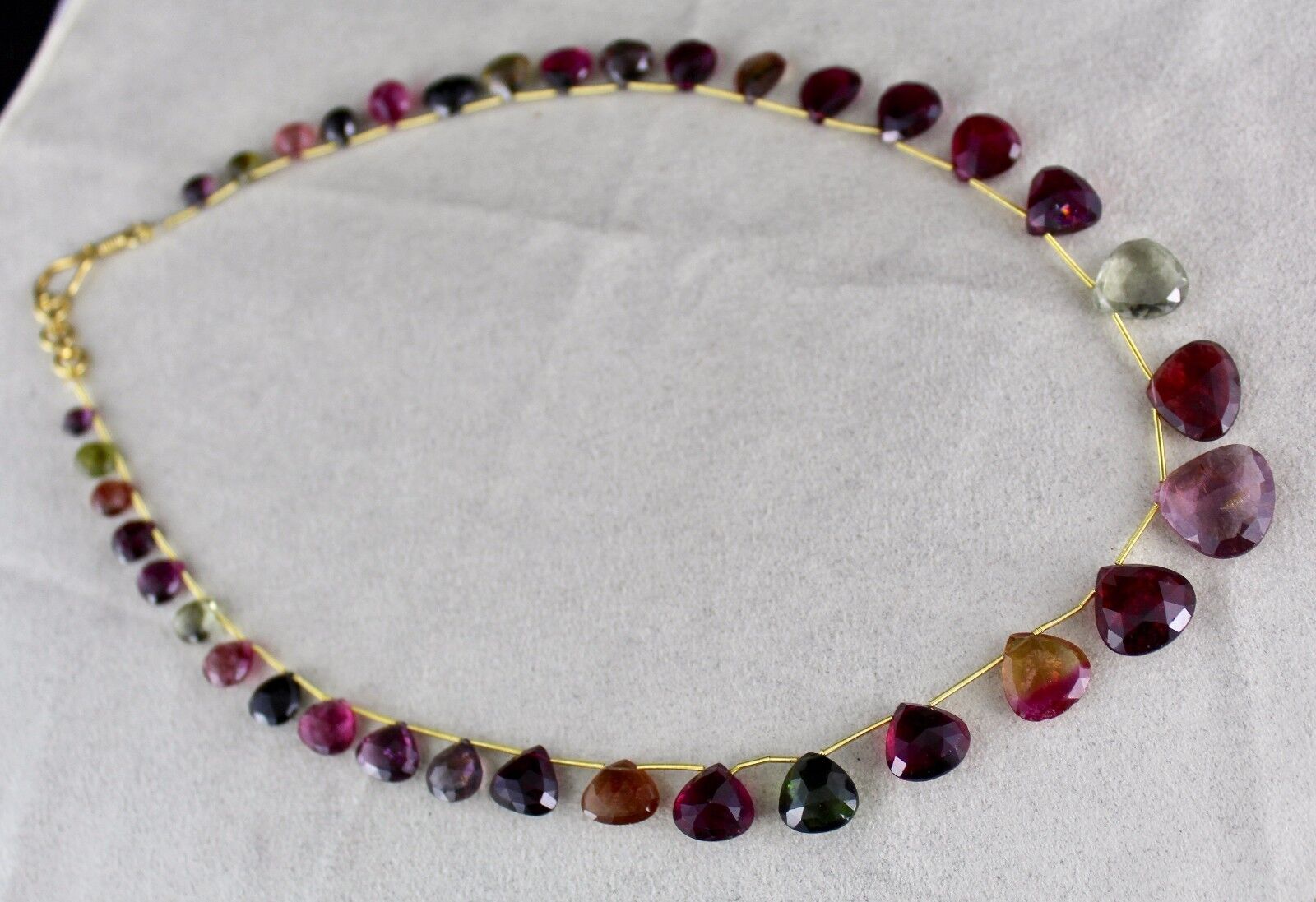 MULTI WATER MELON TOURMALINE HEART TEAR DROPS 189 CTS GEMSTONE BEADS NECKLACE