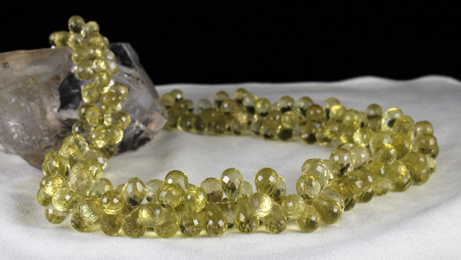 Certified Natural Lemon Quartz Teardrop Necklace 1193 Ct Yellow Gemstone Beads