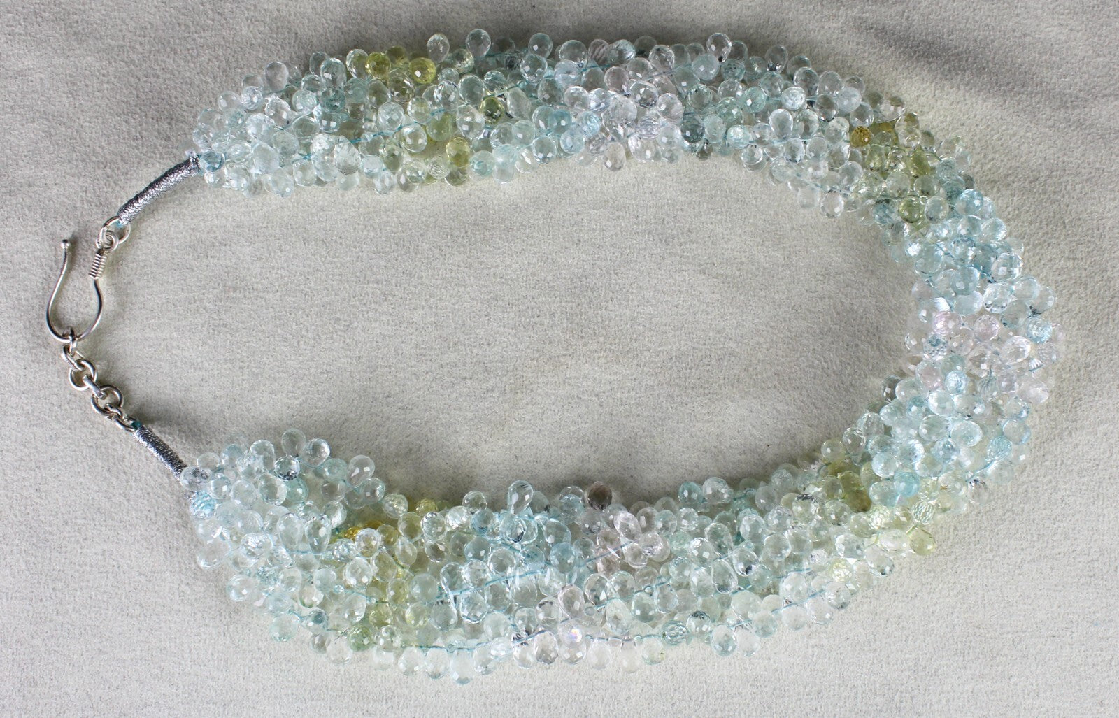 Certified Natural Multi Aquamarine Faceted Drops Necklace 776 Ct Gemstone 5 L