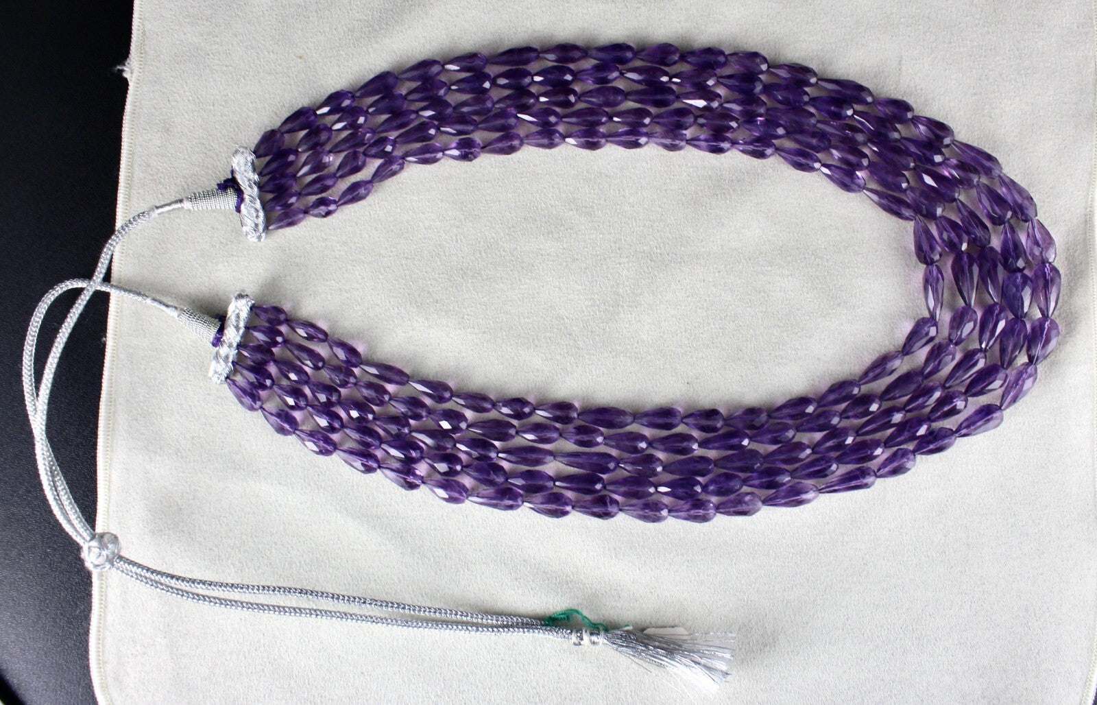 Certified Natural Purple Amethyst 660ct Tear Drop Beads Finest Necklace