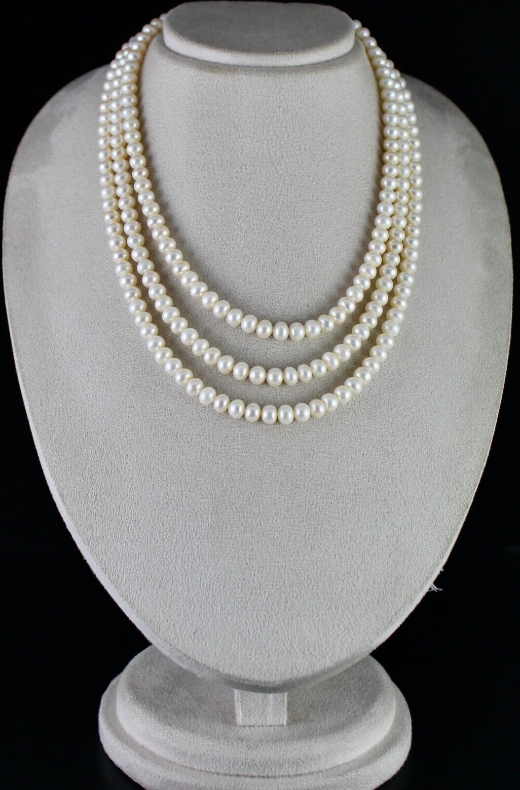 GENUINE FRESH WATER PEARL BEADS ROUND 3 L 582 CARATS GEMSTONE FASHION NECKLACE