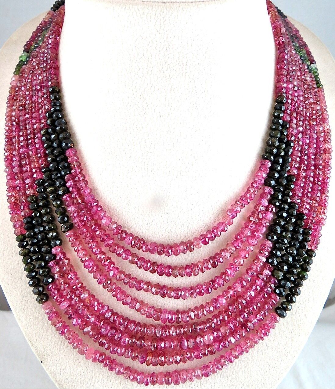NATURAL MULTI COLOUR TOURMALINE BEADS FACETED ROUND 835 CTS GEMSTONE NECKLACE