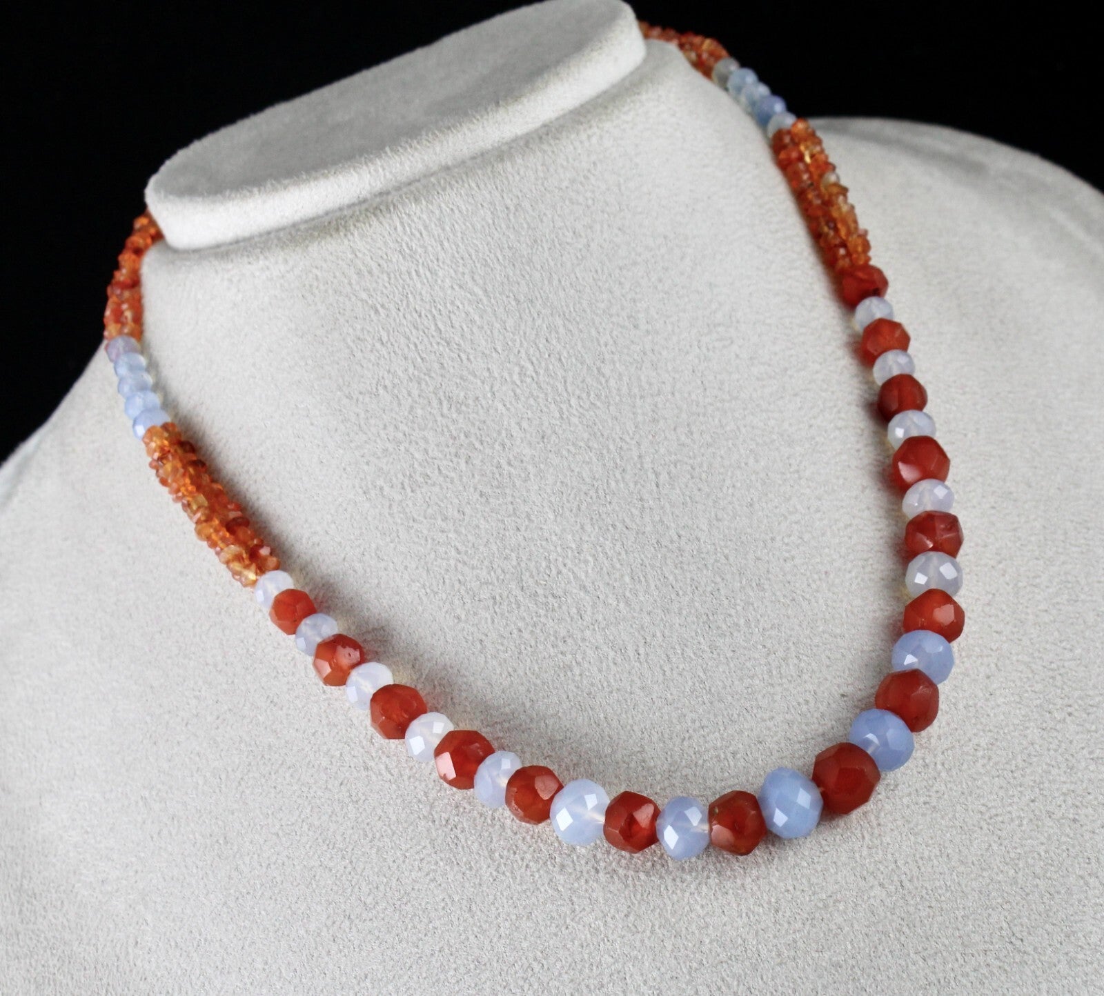 Natural Multi Carnelian Chalcedony 153 Ct Beads Gemstone Designer Necklace