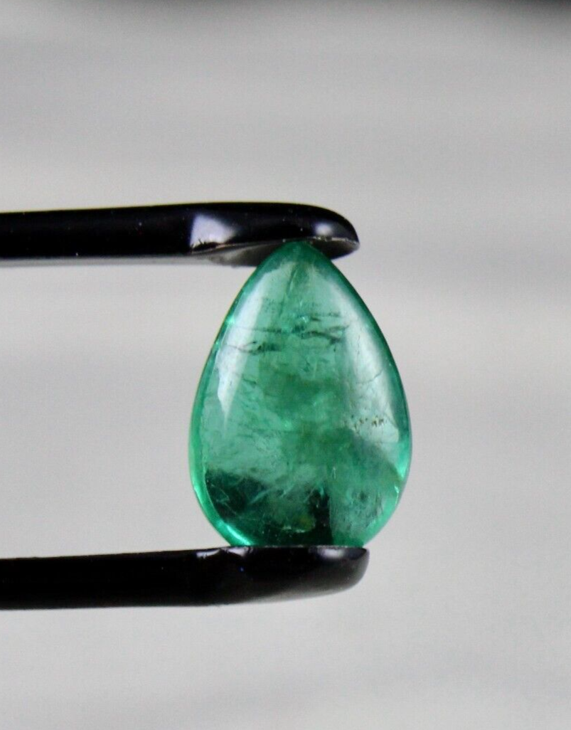 Natural Zambia Pear Emerald Cabochon 1.88 Ct Loose Gemstone For Ring Pendant