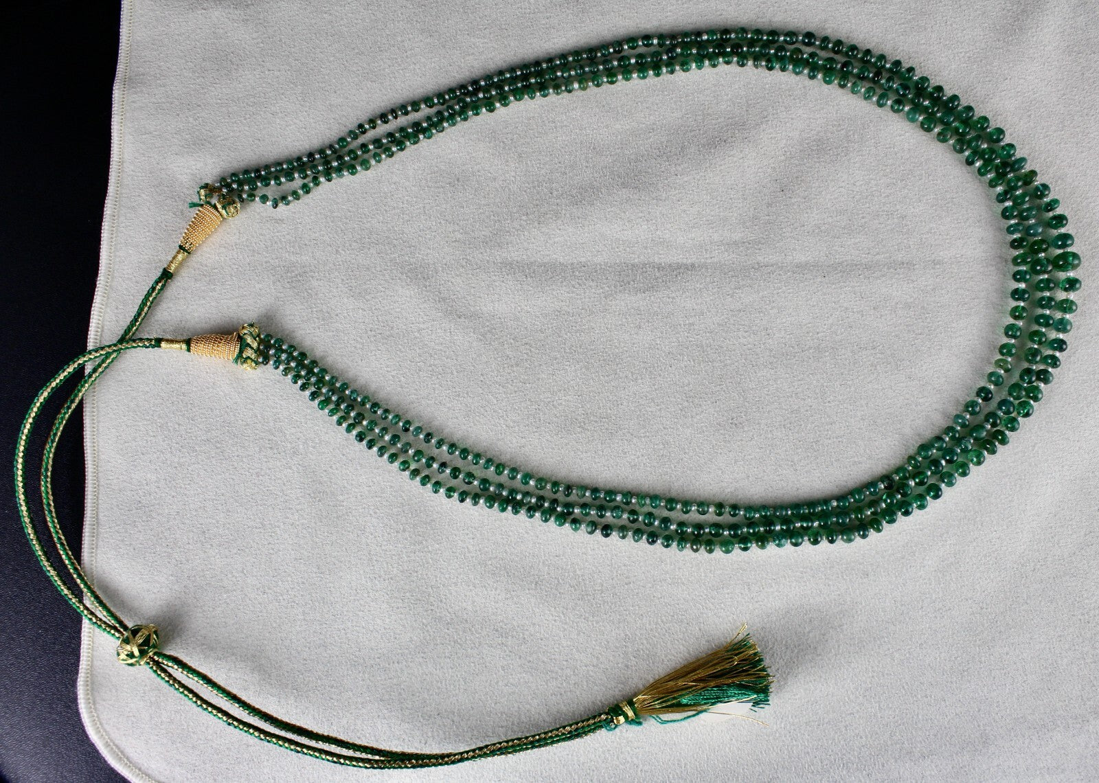 Certified Natural Emerald Pearl Round 3L 147 Ct Beaded Green Gemstone Necklace