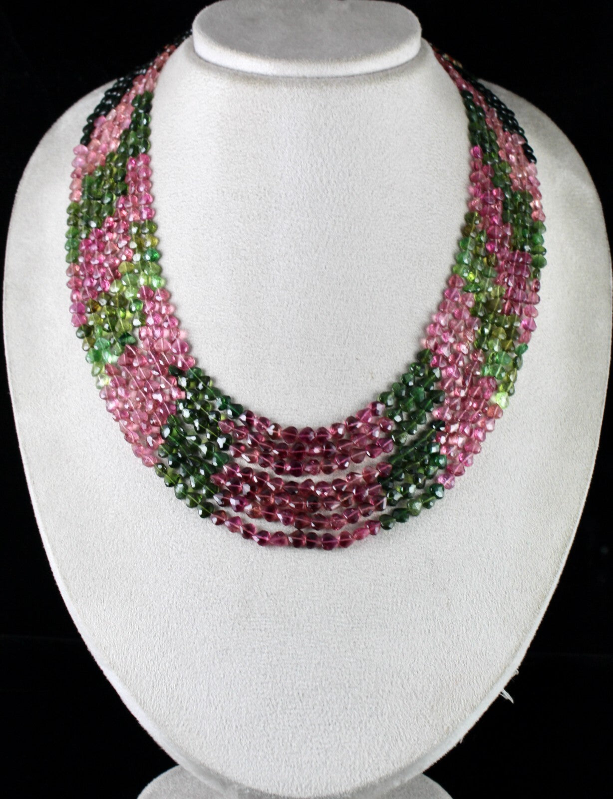 Certified Natural Multi Tourmaline 442 Carats Faceted Heart Necklace For Women