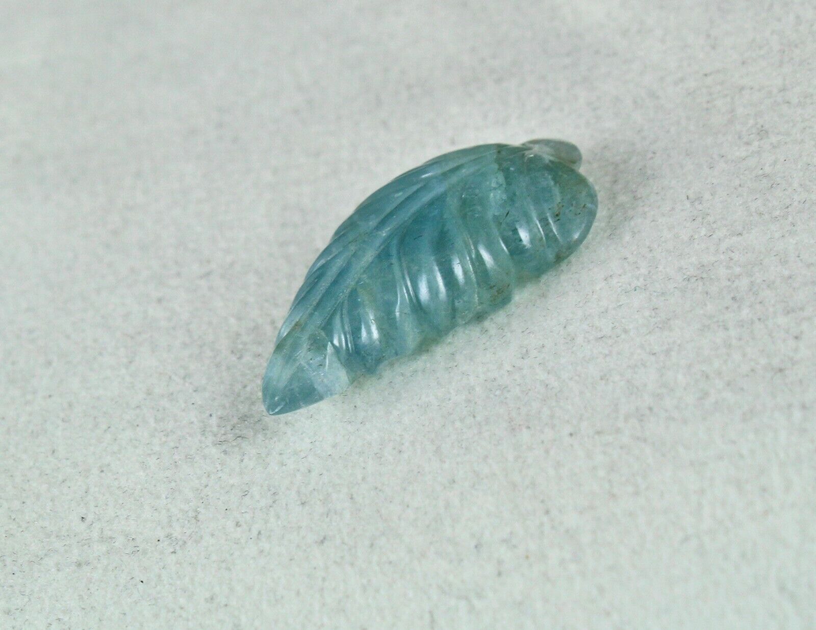 Estate Natural Blue Aquamarine Carved Leaf 30.09 Ct Gemstone Pendant Designing