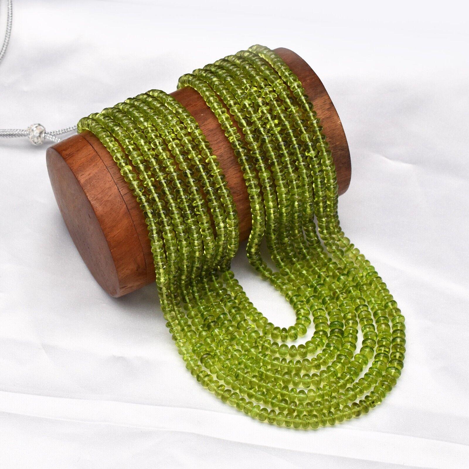 Natural Peridot Round Beads 7 L 965 Ct Green Gemstone Cocktail Necklace
